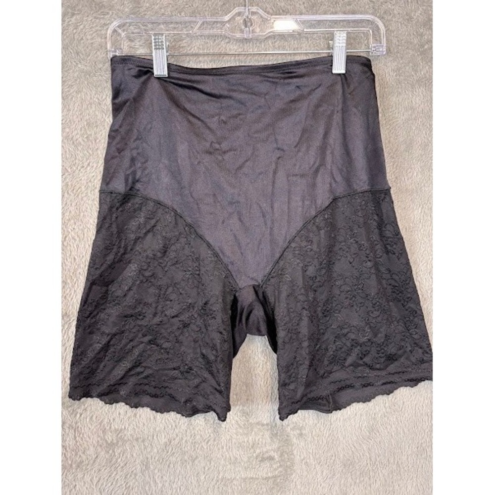 Curvation Womens Black Lace Trim High Waist Shapewear Shorts Plus Size 2XL 46